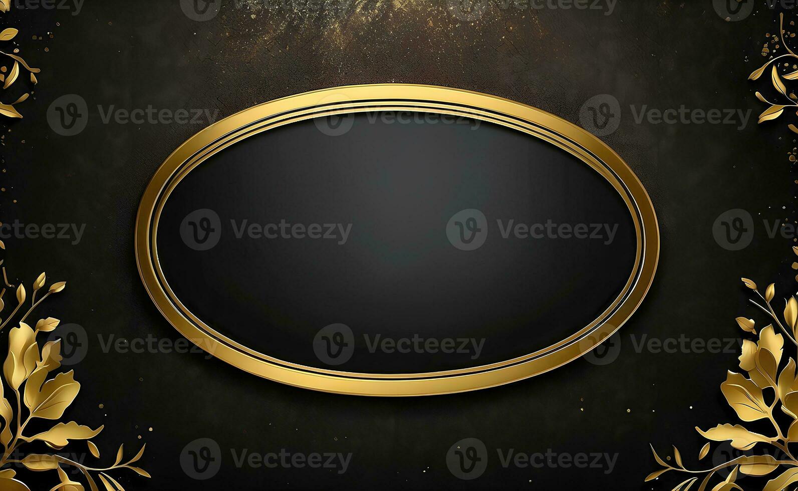 Luxury black and gold background with space in the middle. photo