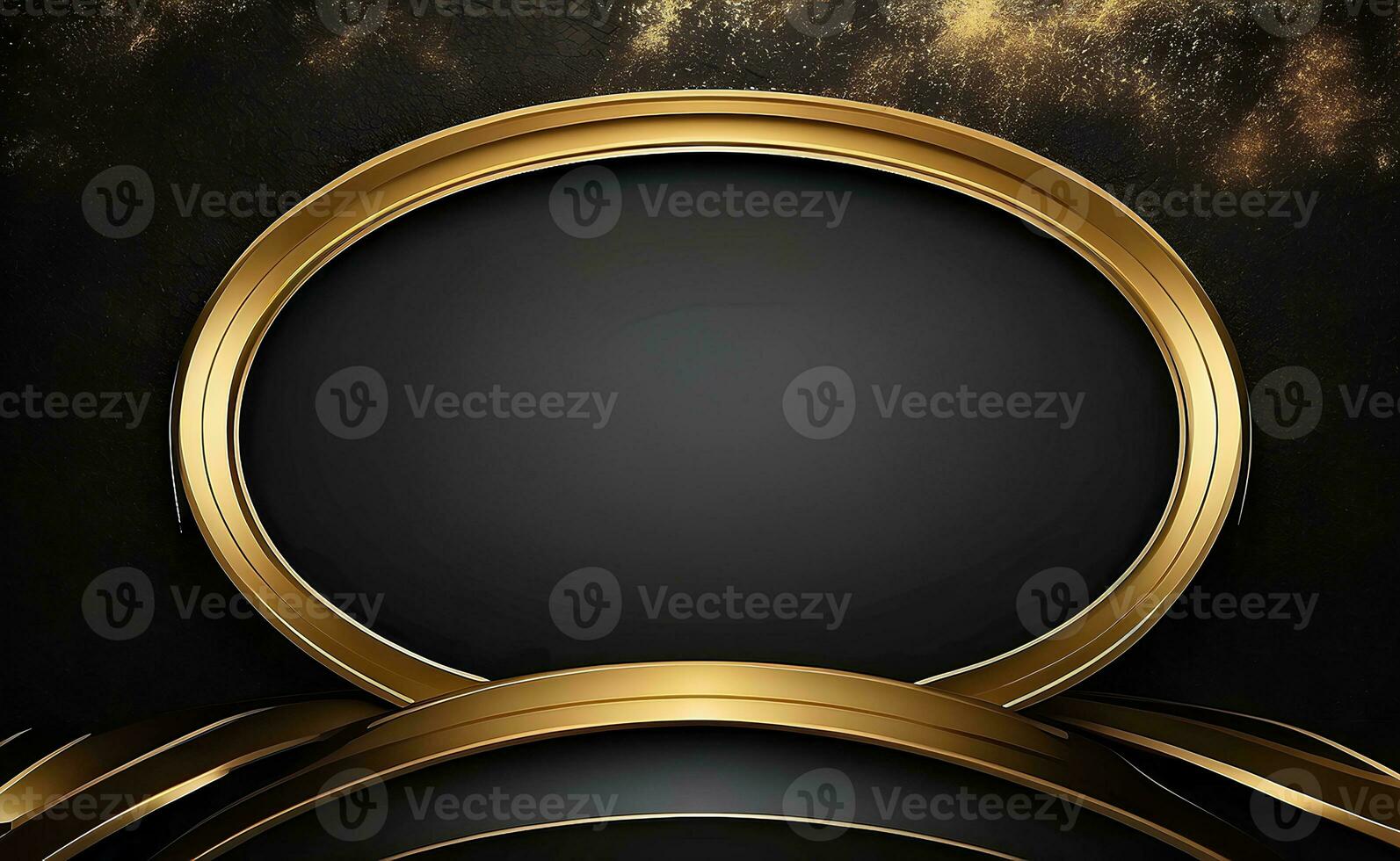 Luxury black and gold background with space in the middle. photo