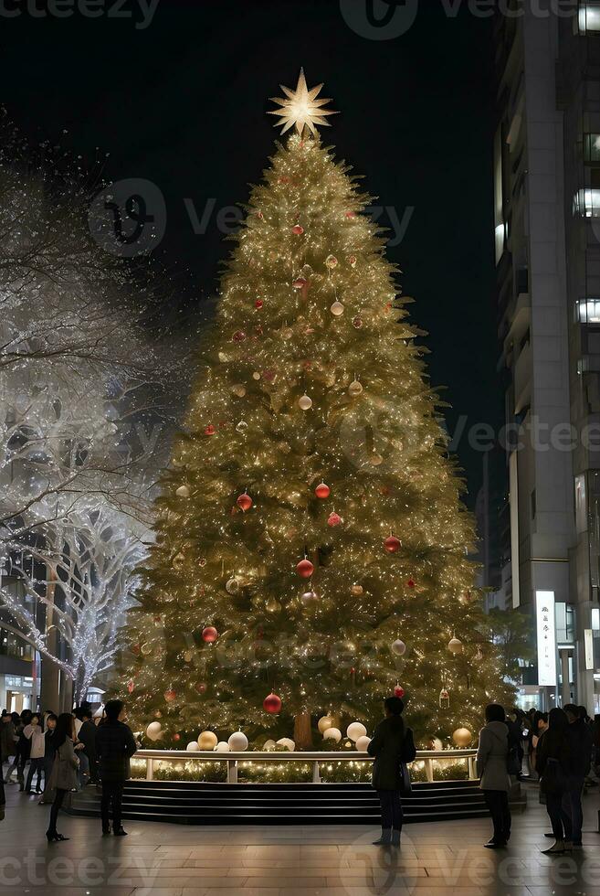 Christmas tree in Tokyo with beautiful night light. photo