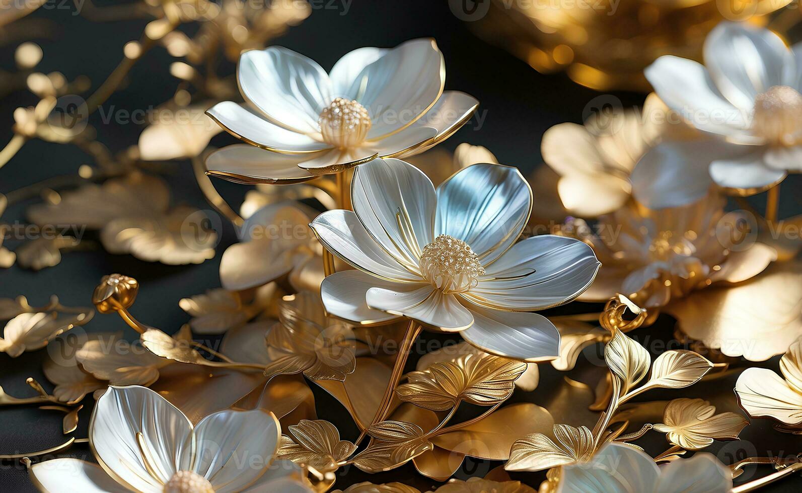 un lujo elegante plata y oro flores foto