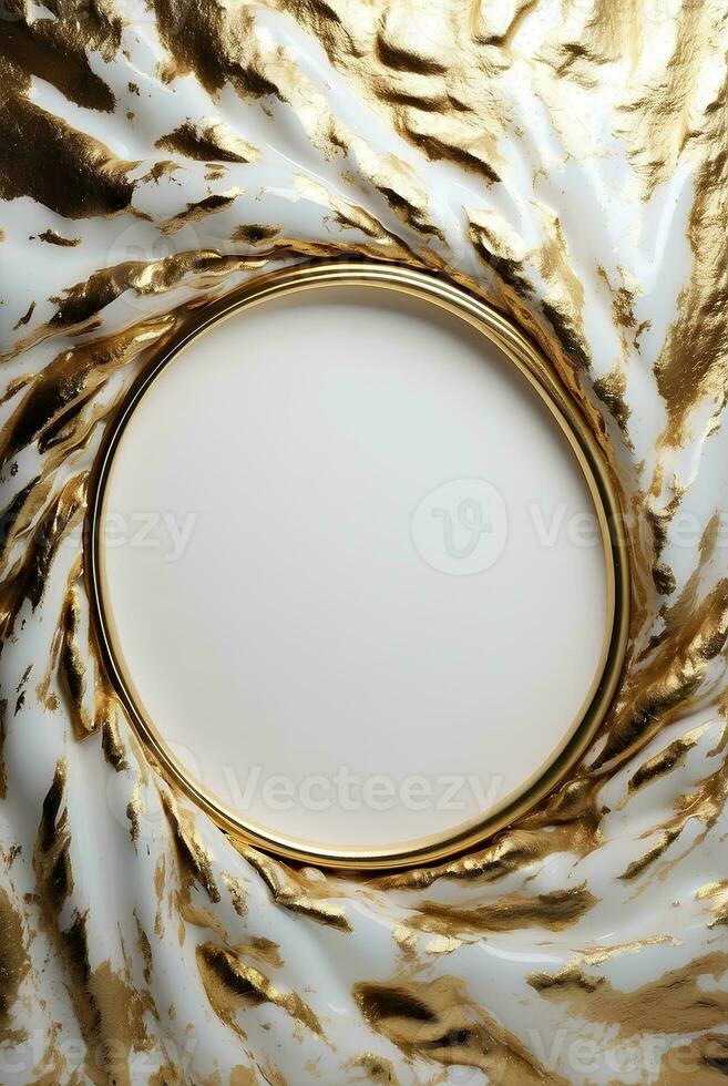 Luxury white and gold background with space in the middle. photo