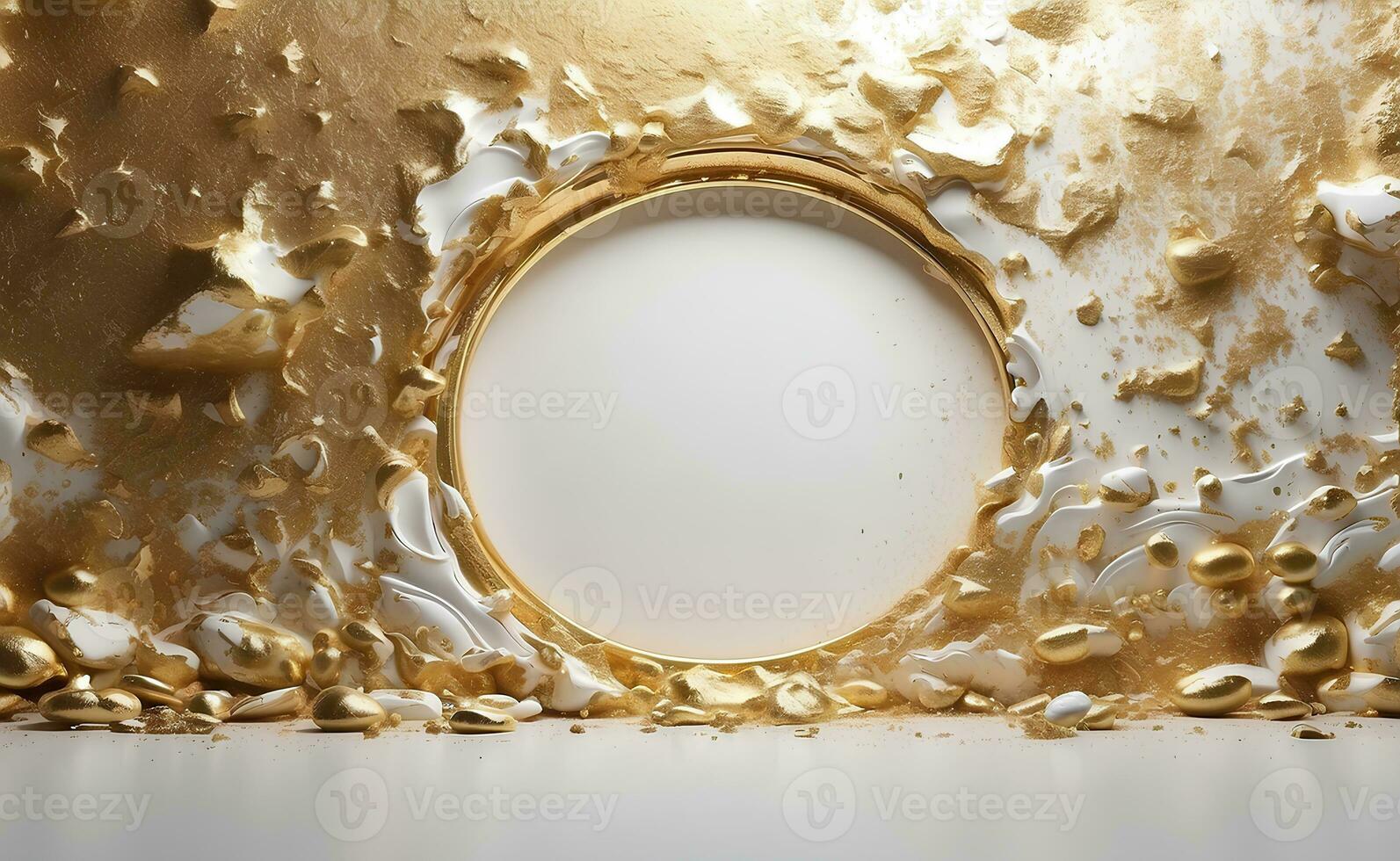 Luxury white and gold background with space in the middle. photo