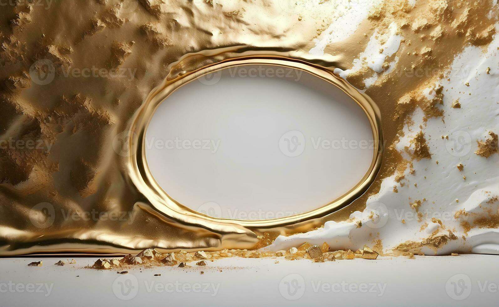 Luxury white and gold background with space in the middle. photo