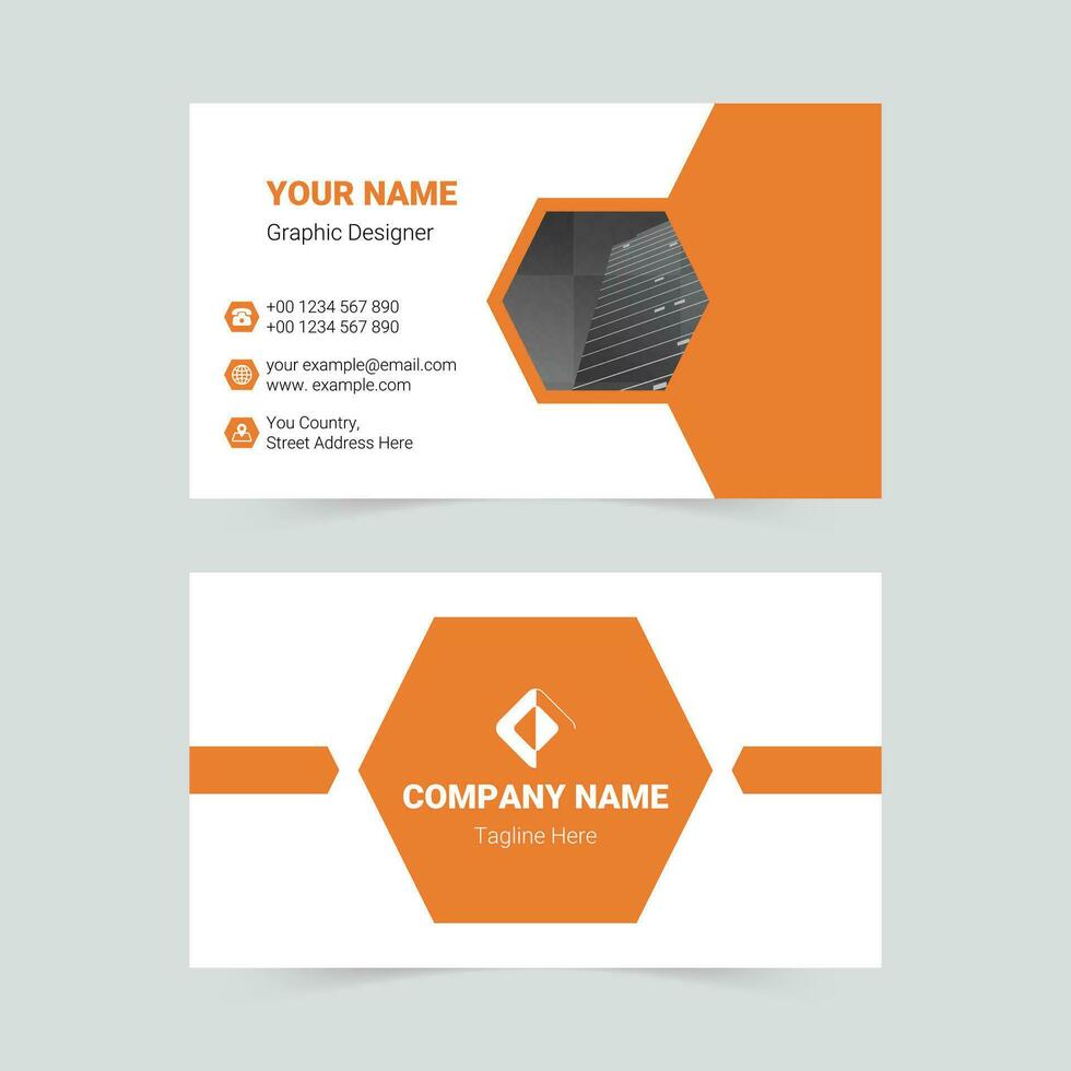 Orange modern business card template vector