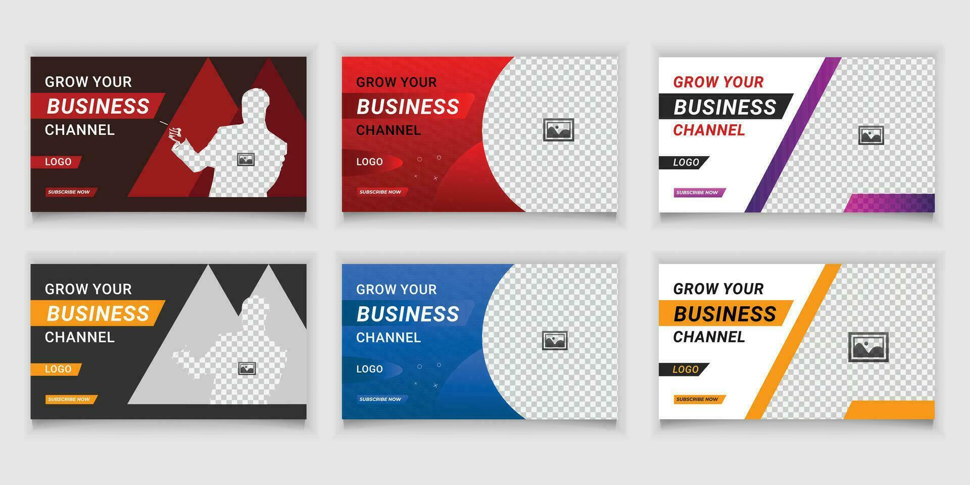 Bundle Online Business Video Thumbnail and Social Media Or Web Banner Template Design vector
