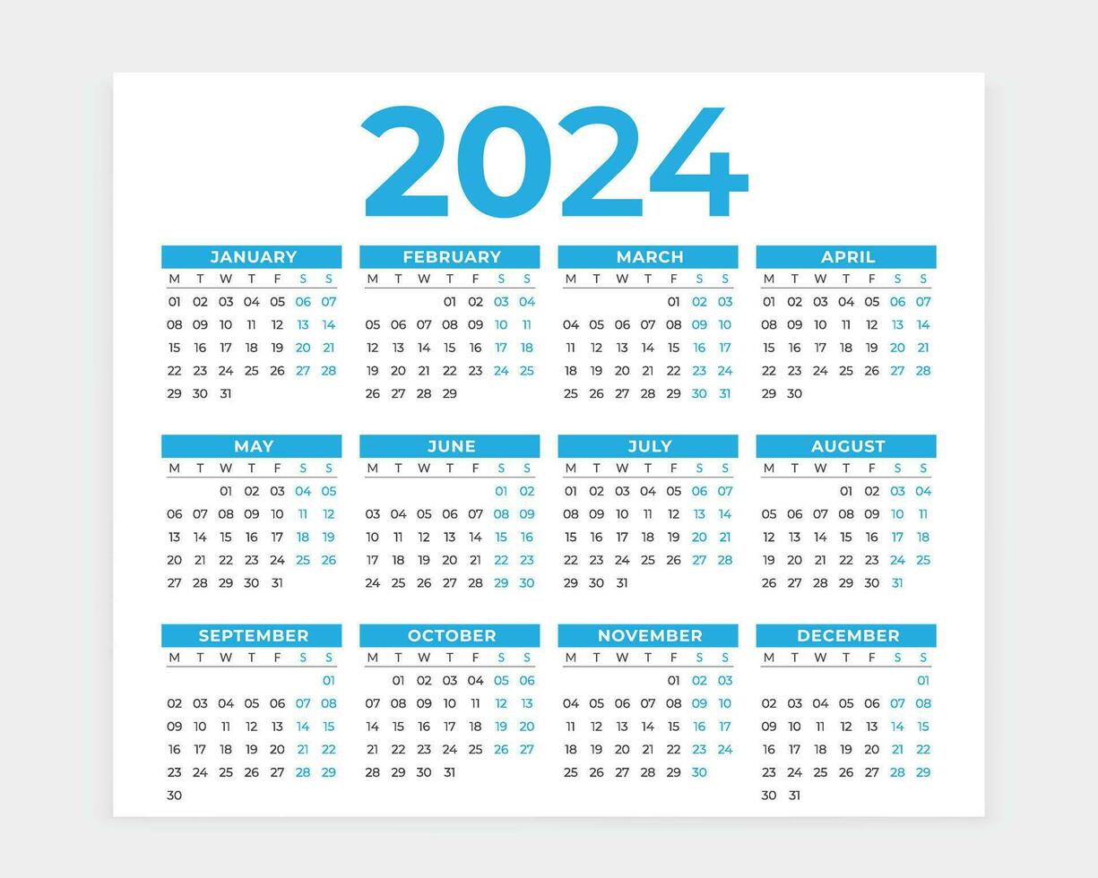 calendario 2024, calendario diseño, planificador diseño, 12 meses calendario diseño, impresión listo, gratis vector