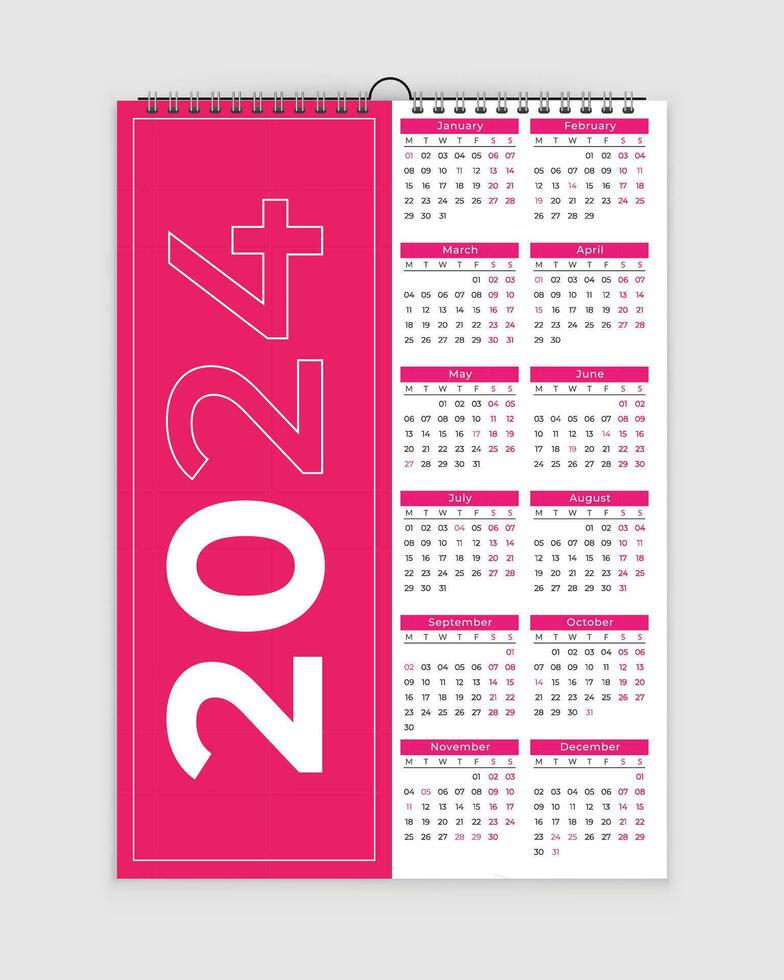 calendario de pared 2024 vector