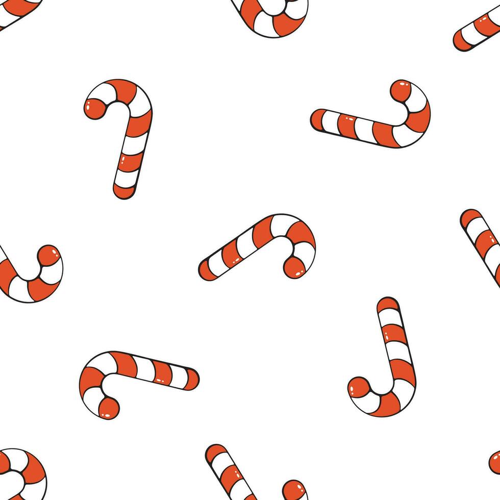 Seamless pattern with falling candy canes vector