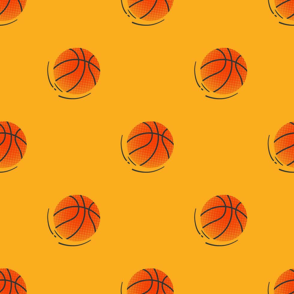 Basketball seamless pattern with orange textured balls. Modern illustration for flyers, banners, web and print. Sport, team play concept. Vector flat modern colorful illustration isolated.