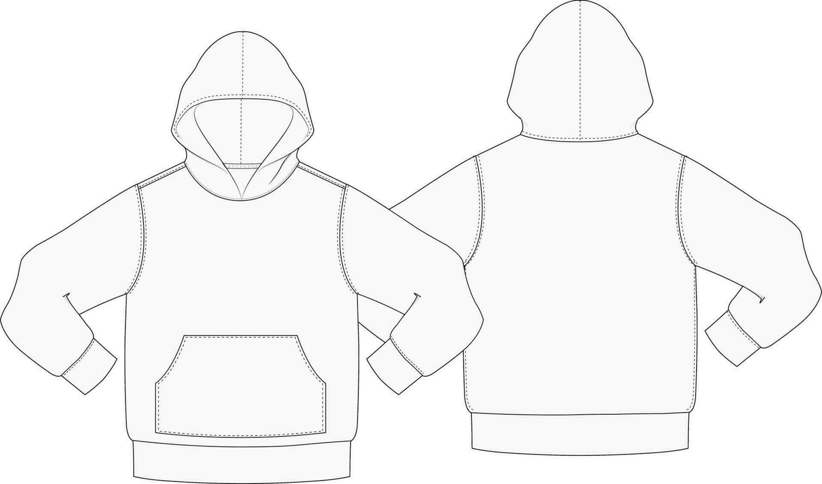 Hooded Sweater Design Template Vector Front and Back