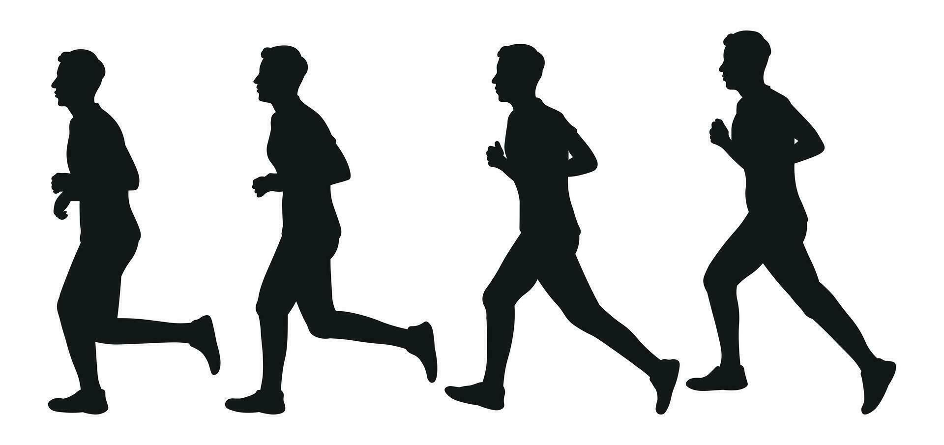 Silhouettes of athletes runners. Athletics, running, cross, sprinting, jogging, walking vector