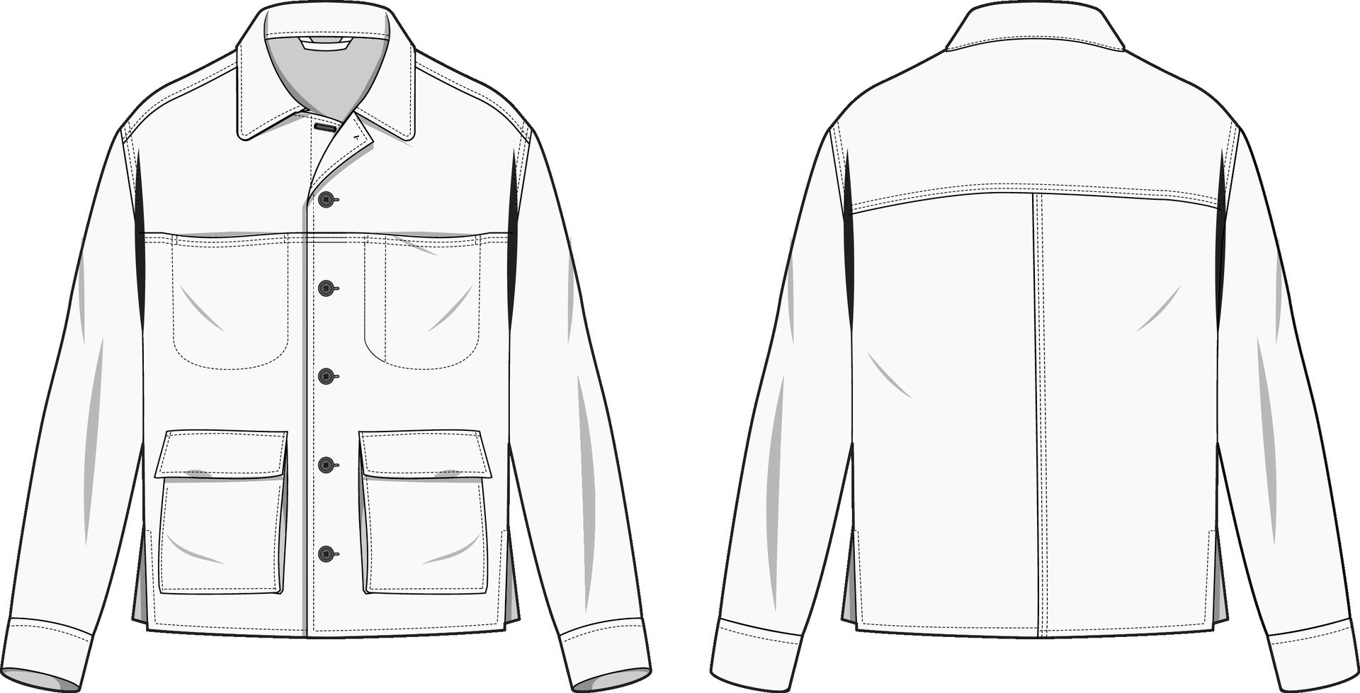 Military field jacket fashion design template 34807763 Vector Art at