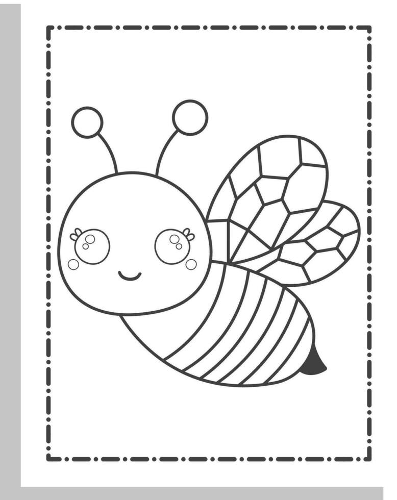 Cute Bee Coloring Pages vector