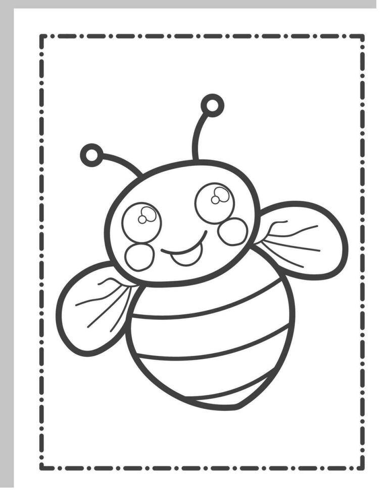 linda abeja colorante paginas vector