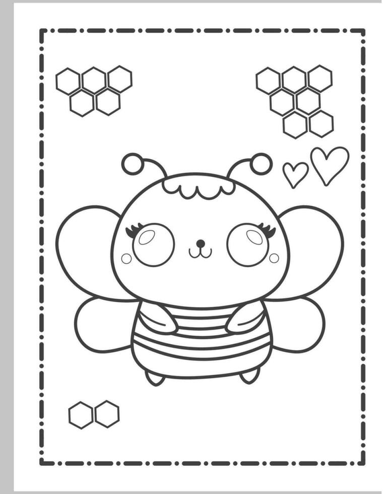 linda abeja colorante paginas vector