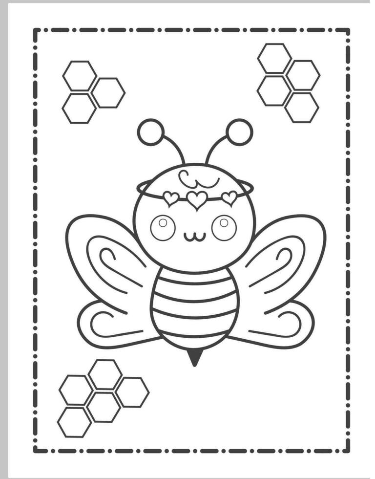 Cute Bee Coloring Pages vector