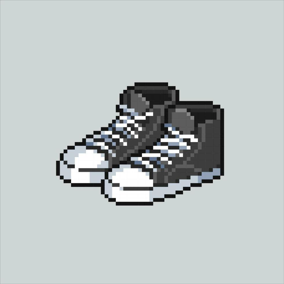 Pixel art illustration Shoes. Pixelated Shoes. School Shoes pixelated for the pixel art game and icon for website and video game. old school retro. vector