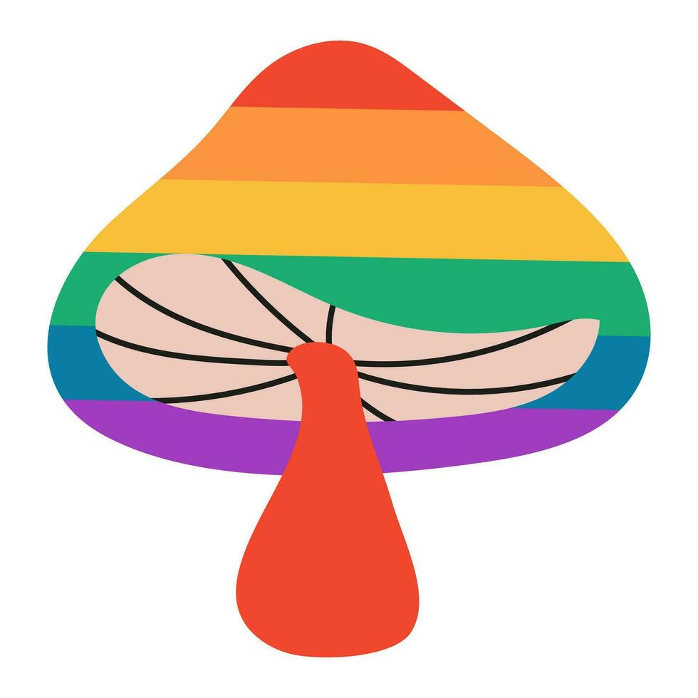 LGBT mushroom isolated on white background. Rainbow. Symbol of the LGBT pride community. vector