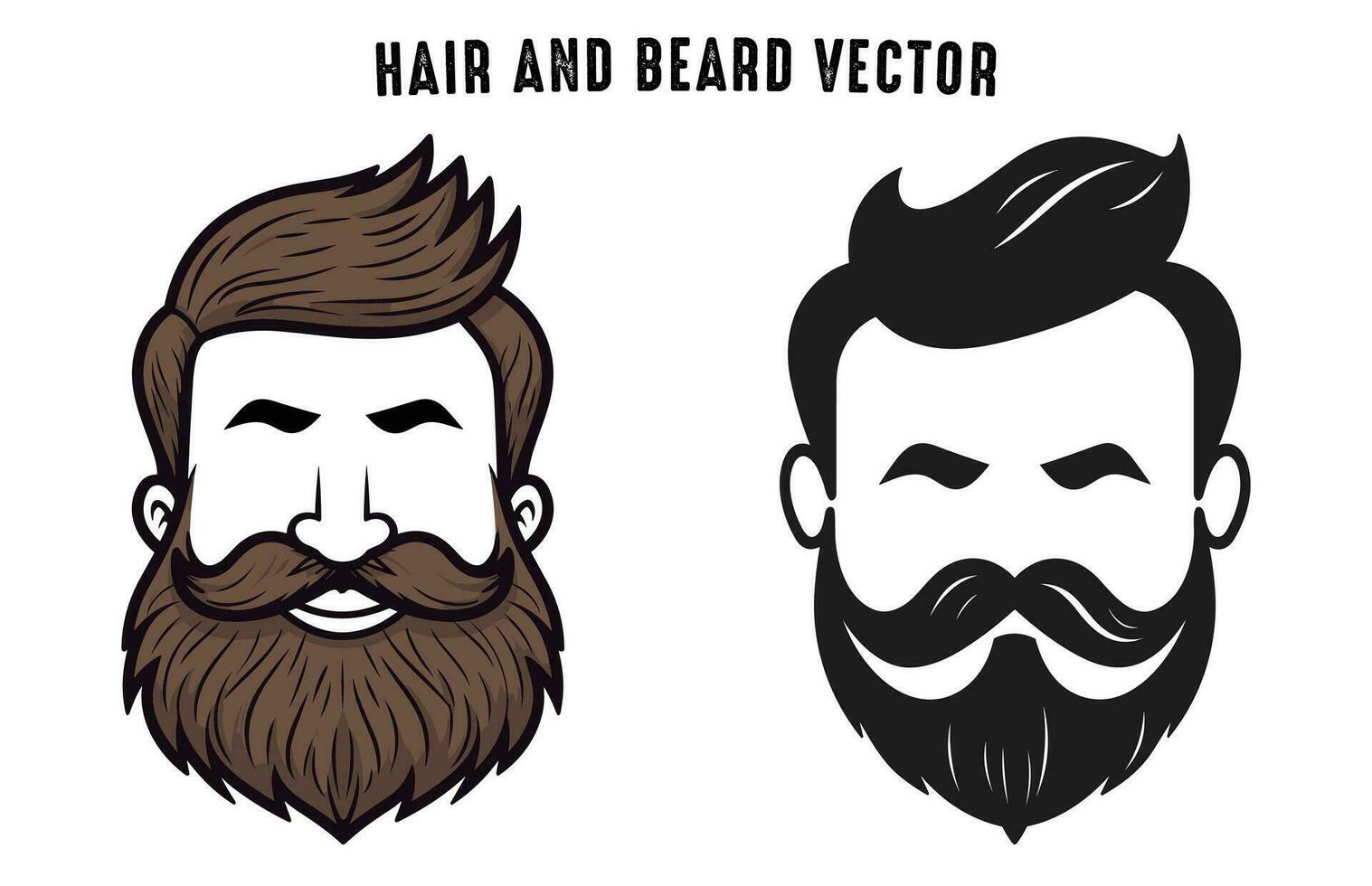 peinado con barba silueta vector ilustración, conjunto de diferente siluetas de barbado