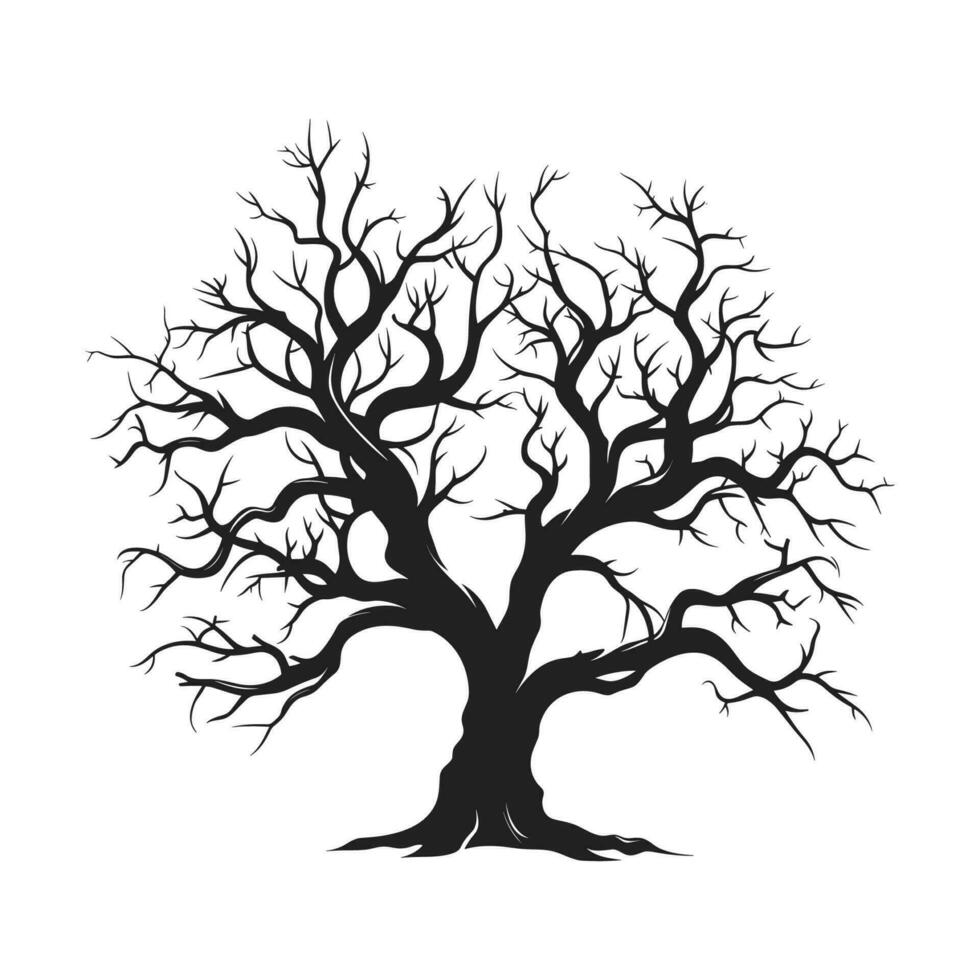 obsesionado árbol bosquejo vector silueta aislado en un blanco fondo, muerto de miedo árbol silueta vector