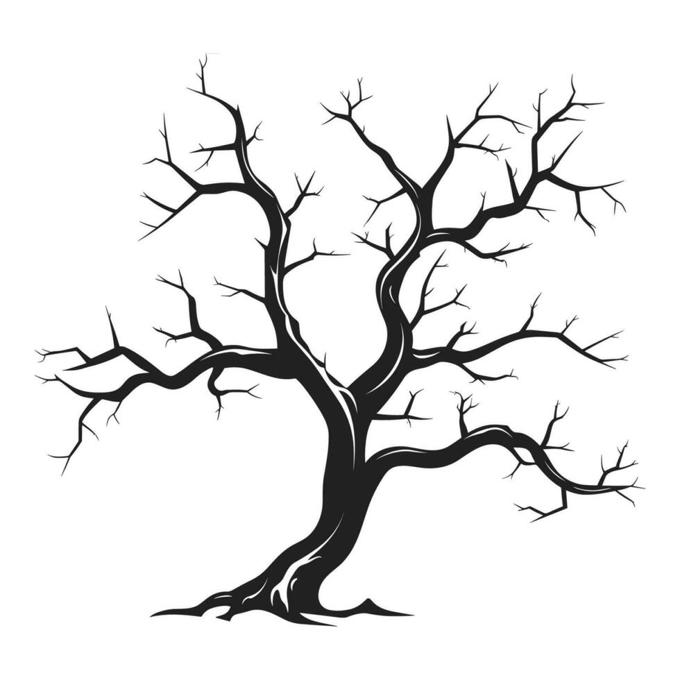 obsesionado árbol bosquejo vector silueta aislado en un blanco fondo, muerto de miedo árbol silueta vector