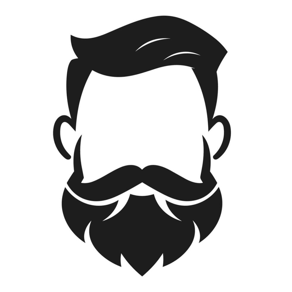 Hairstyle with beard silhouette Vector isolated on a White background