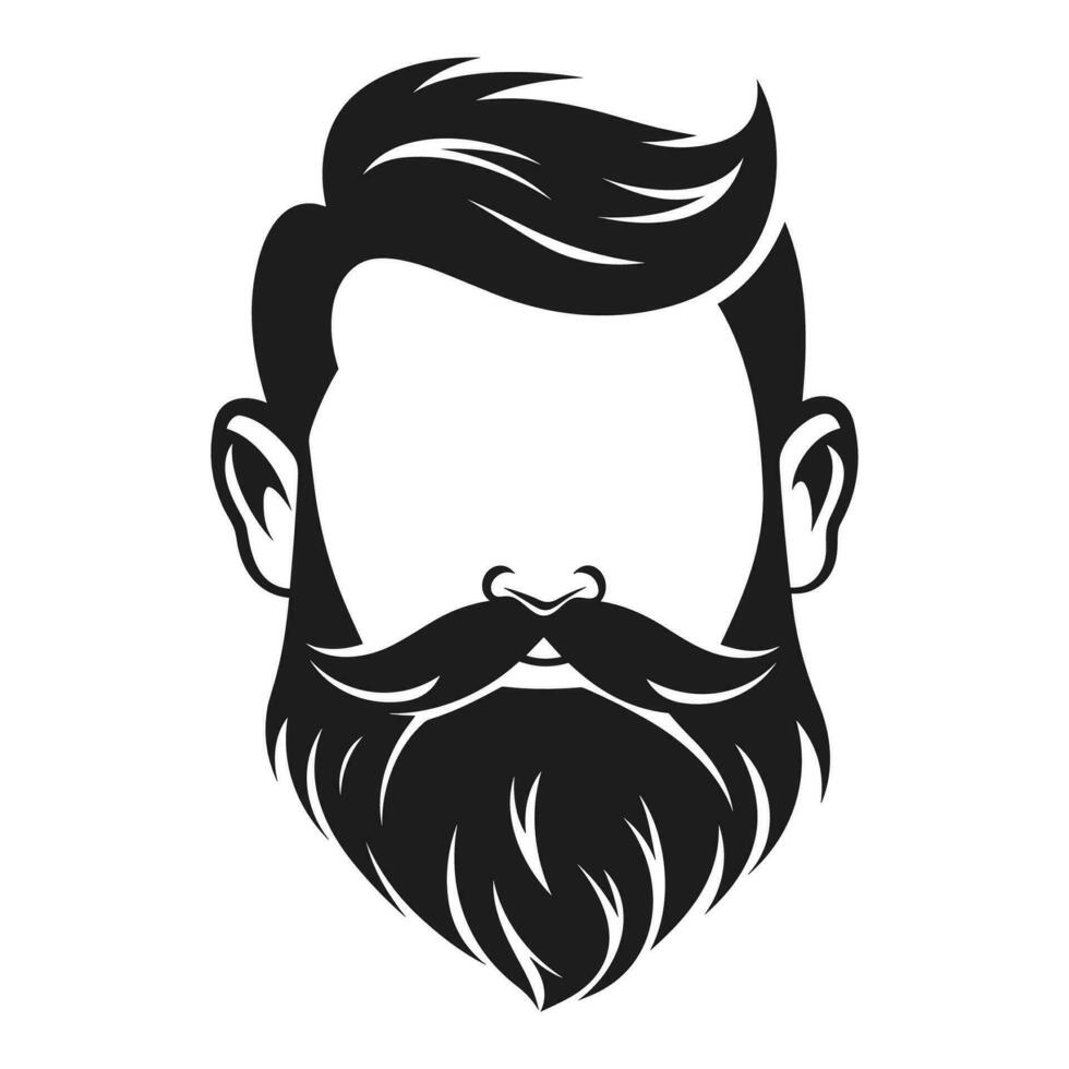 Hairstyle with beard silhouette Vector isolated on a White background