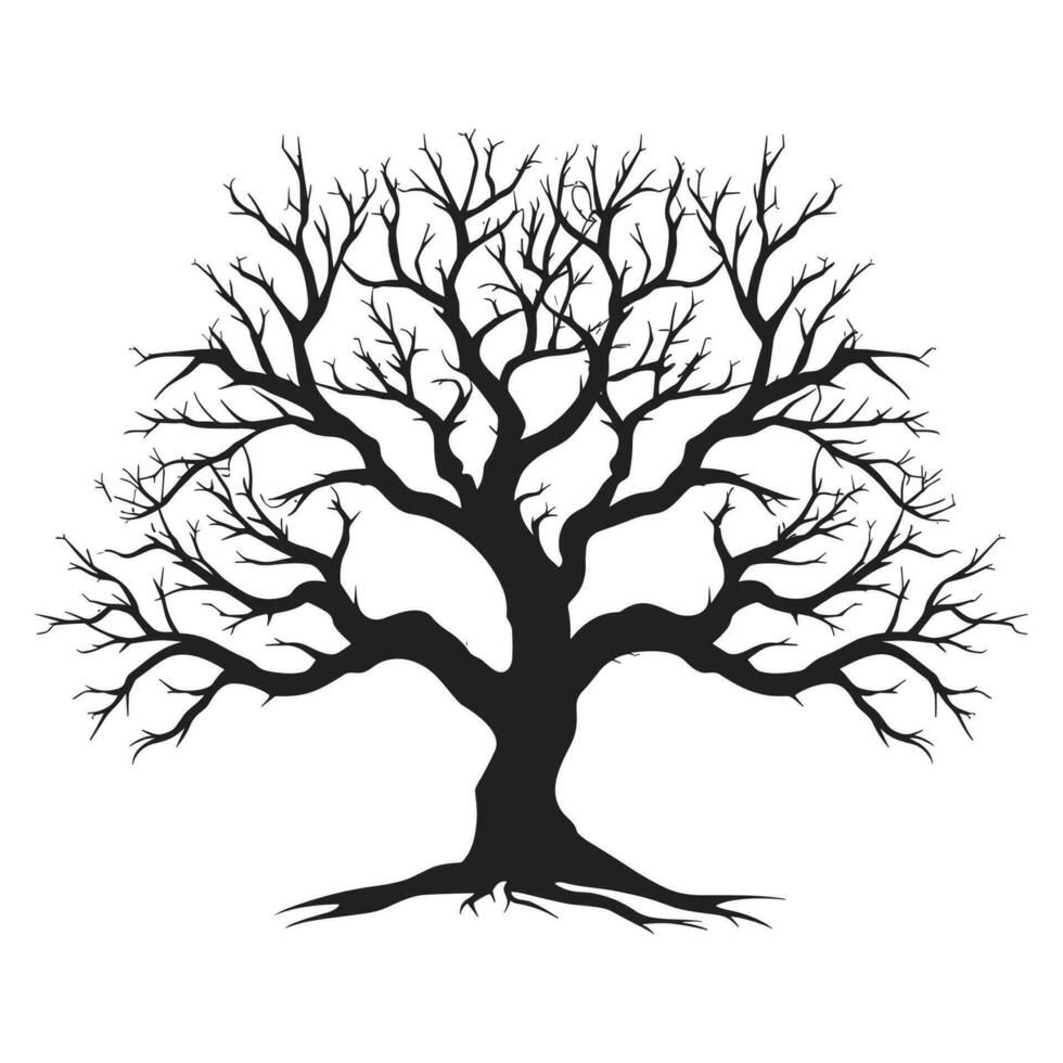 Haunted Tree vector silhouette Free, Dead Scary Tree Silhouette vector