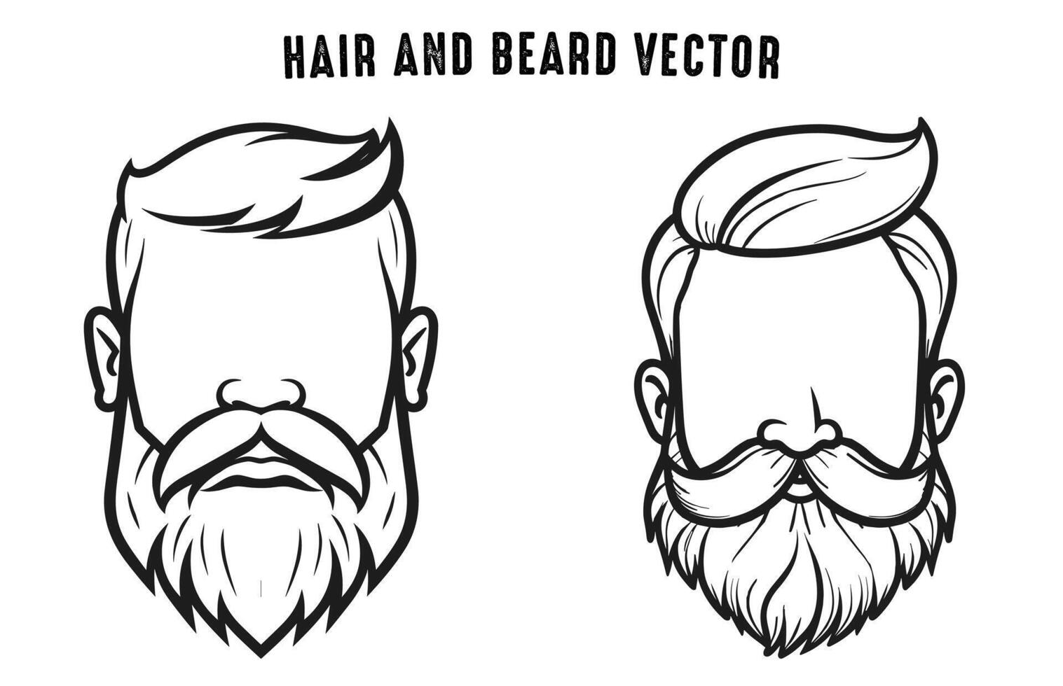 Hairstyle with beard silhouette outline Vector free