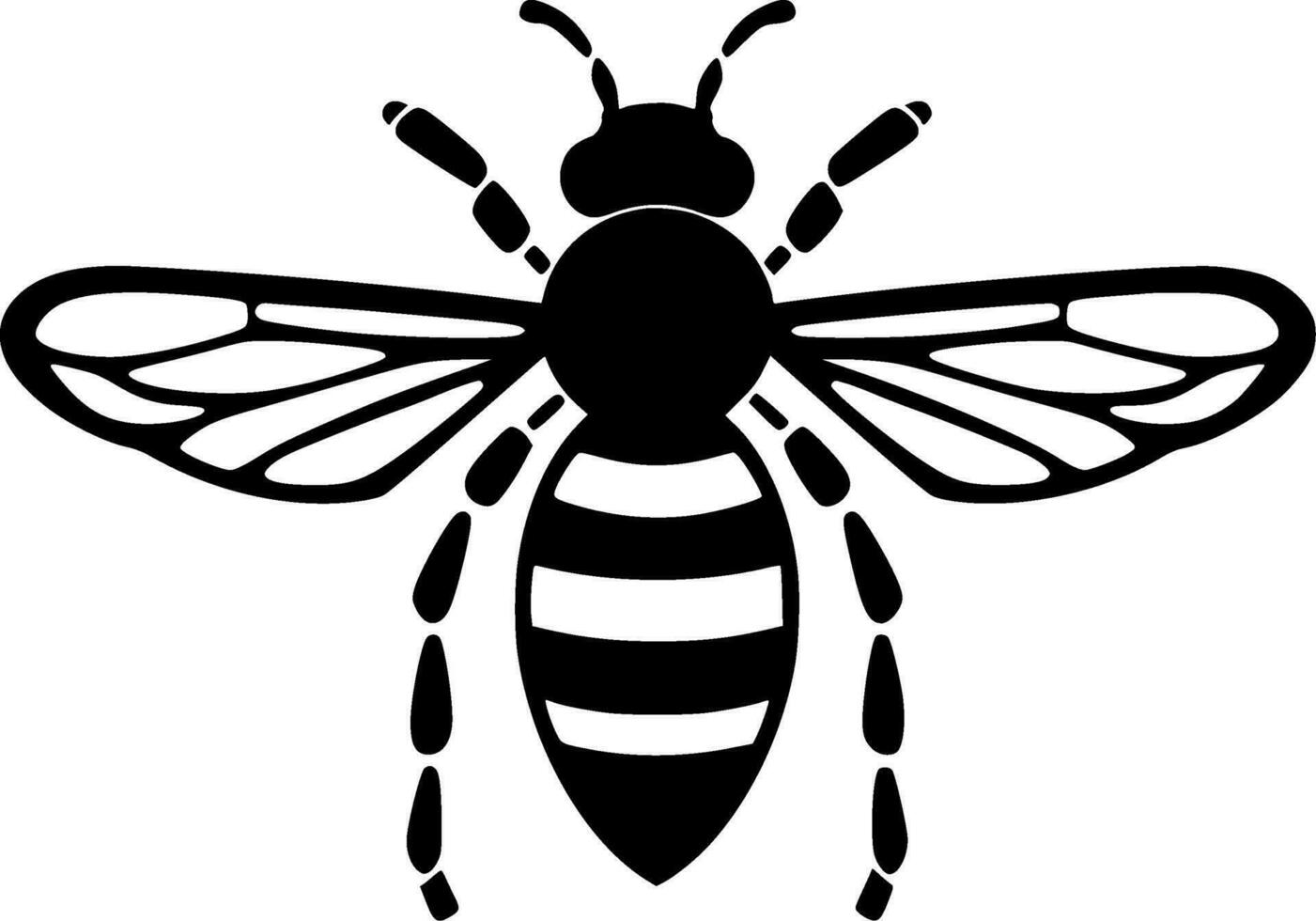 abeja, negro y blanco vector ilustración