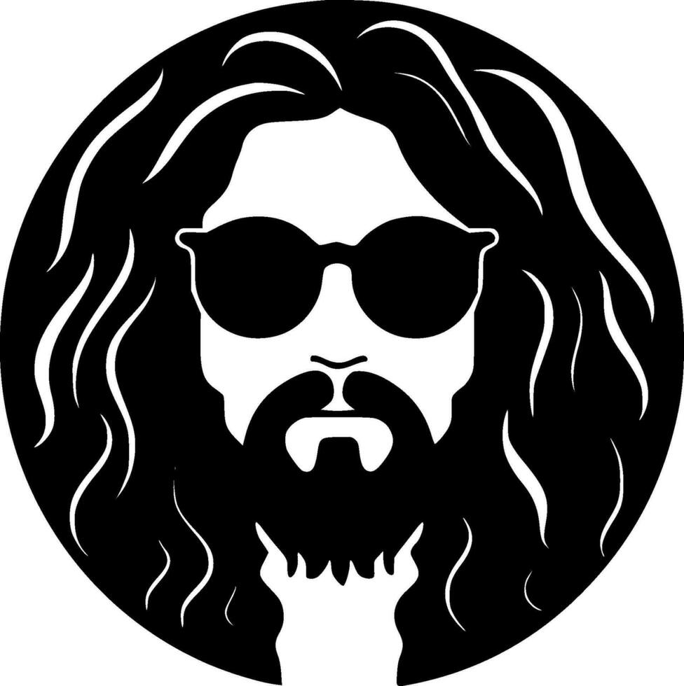 hippy - negro y blanco aislado icono - vector ilustración