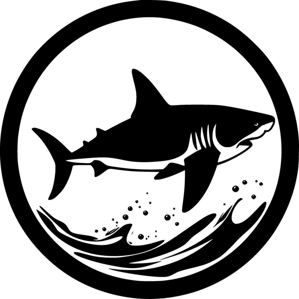 Shark, Black and White Vector illustration