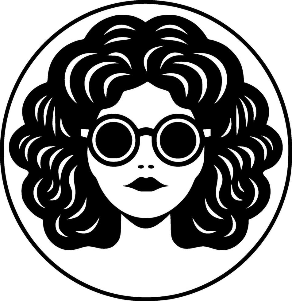 hippy - negro y blanco aislado icono - vector ilustración