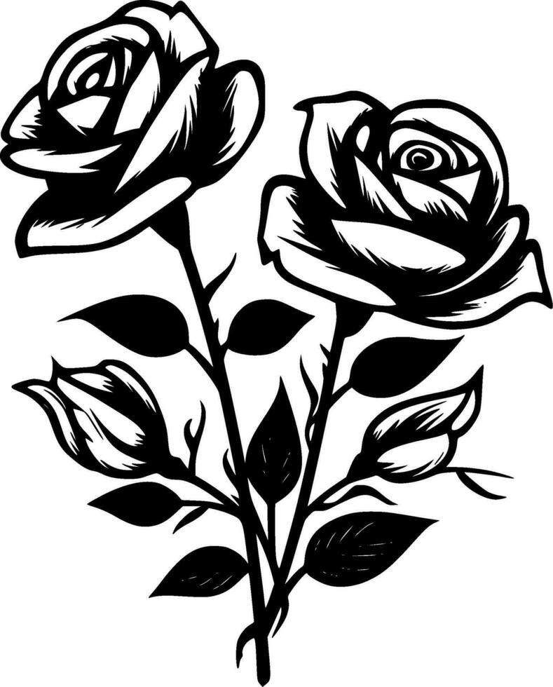 Roses, Black and White Vector illustration