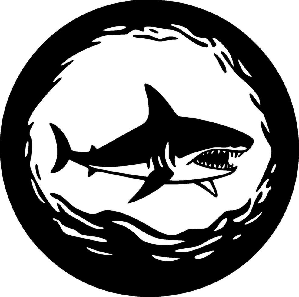 Shark - Black and White Isolated Icon - Vector illustration