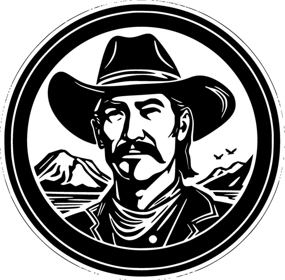 Western - Black and White Isolated Icon - Vector illustration