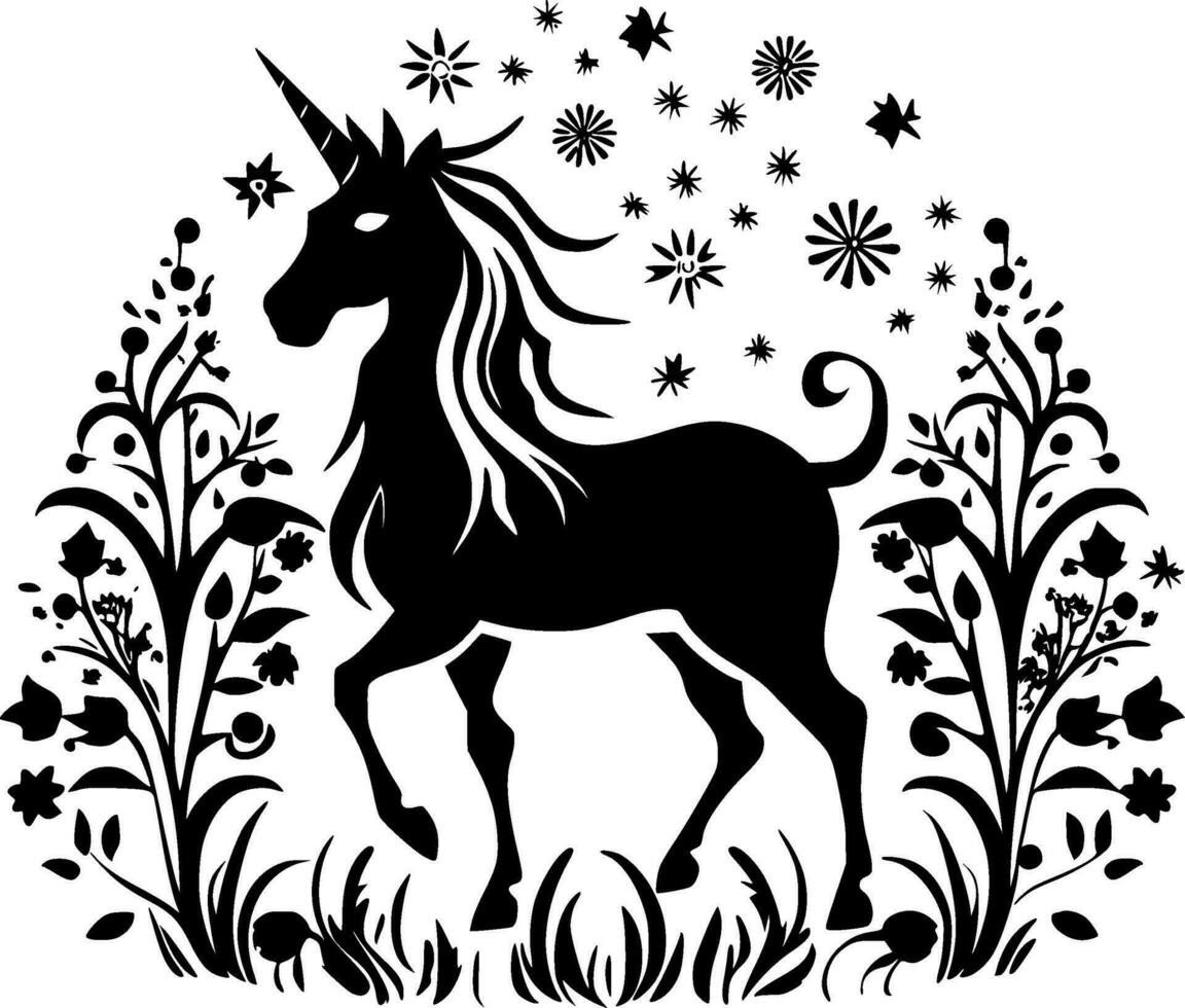 unicornio - negro y blanco aislado icono - vector ilustración