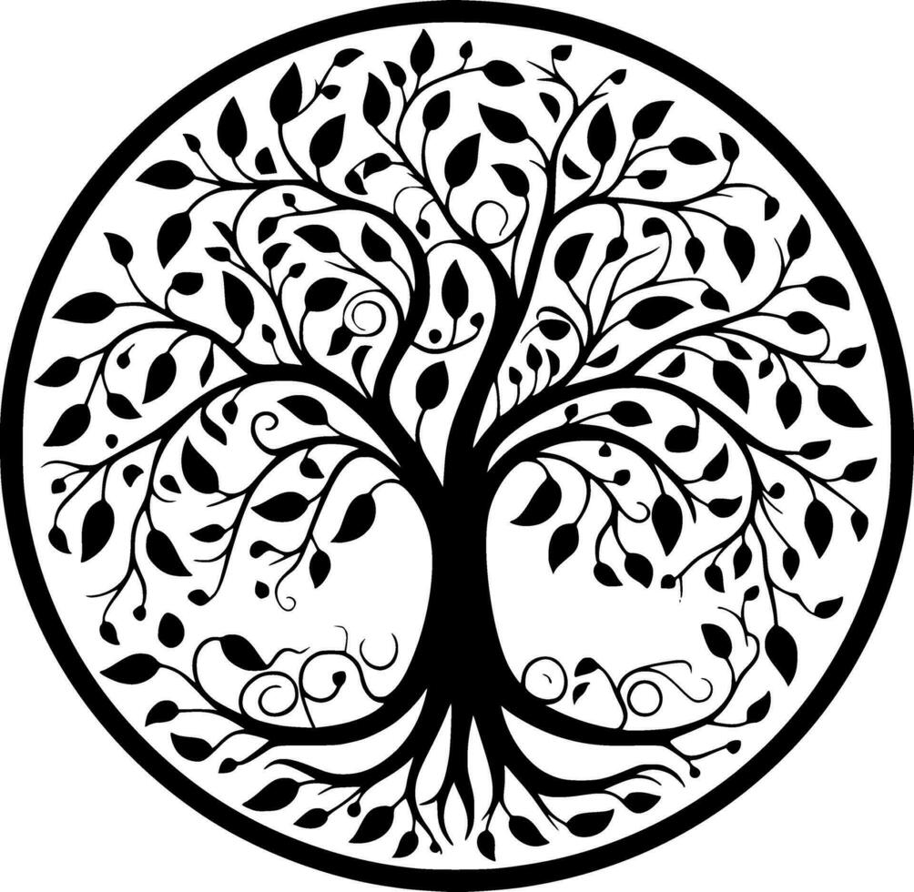 Tree, Black and White Vector illustration
