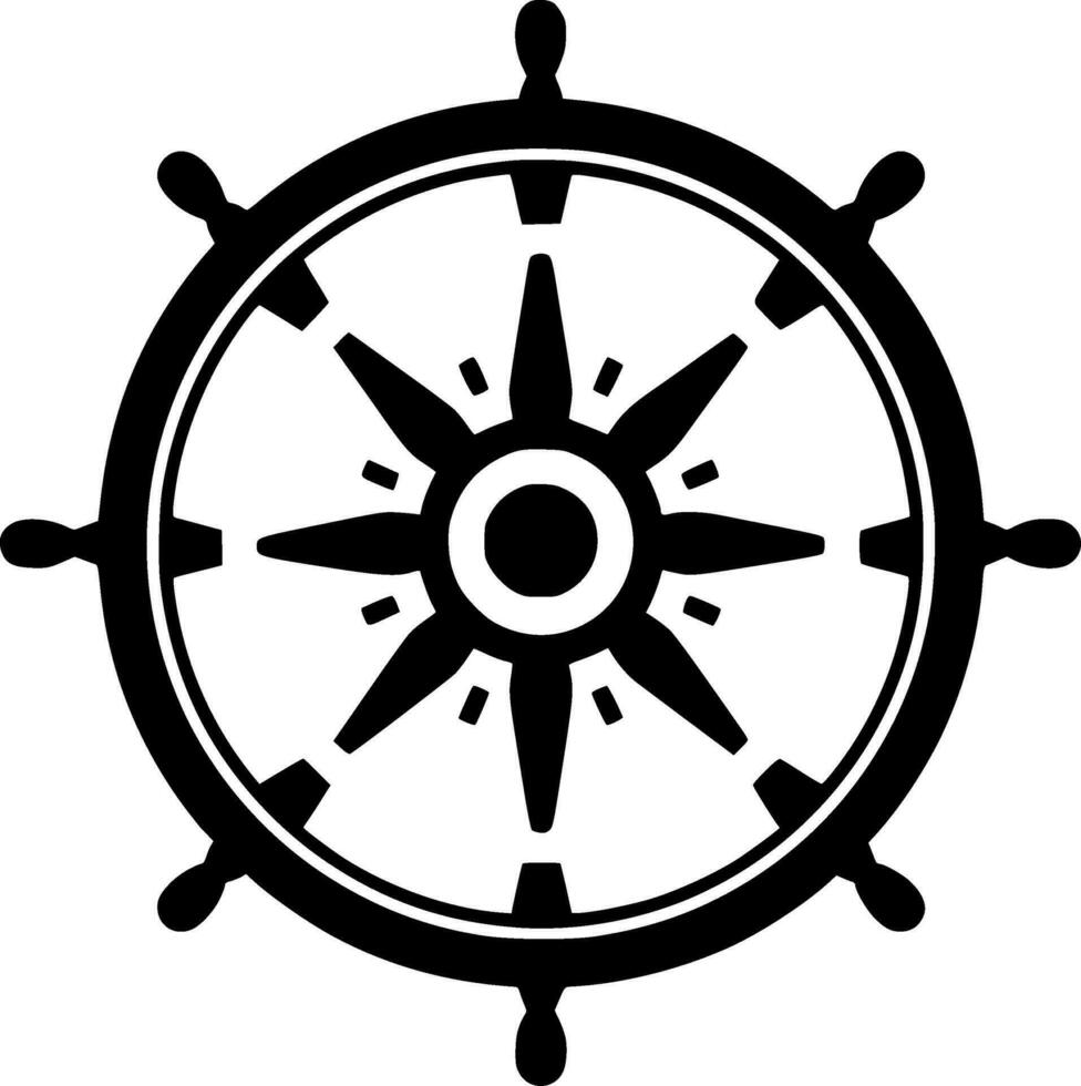 Ship Wheel - Minimalist and Flat Logo - Vector illustration