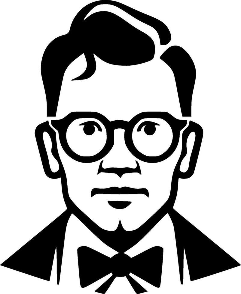 Teacher, Black and White Vector illustration