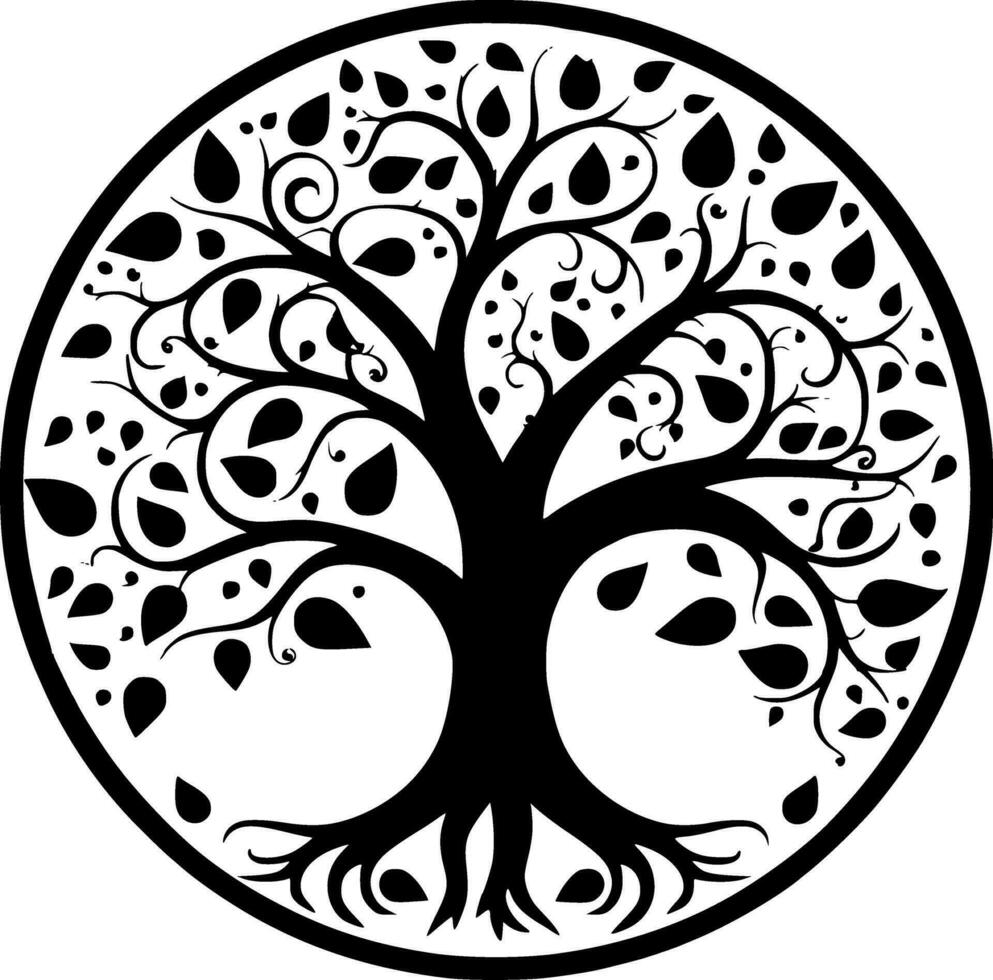 Tree - Black and White Isolated Icon - Vector illustration