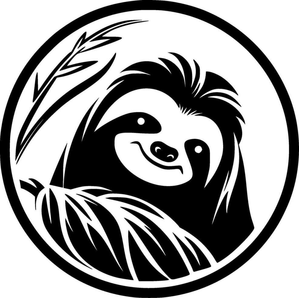 Sloth - Black and White Isolated Icon - Vector illustration