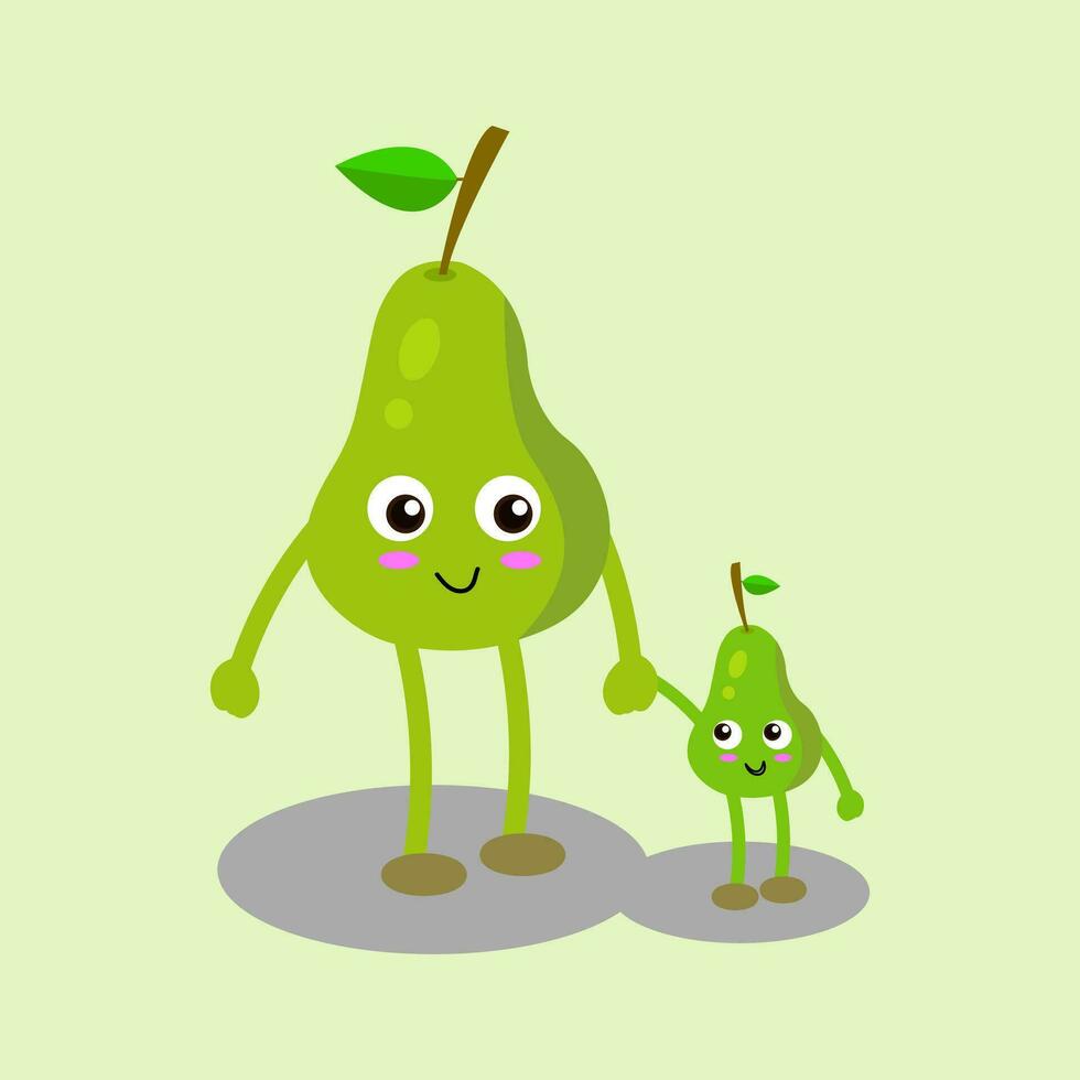 Pear family cartoon character. vector illustration.