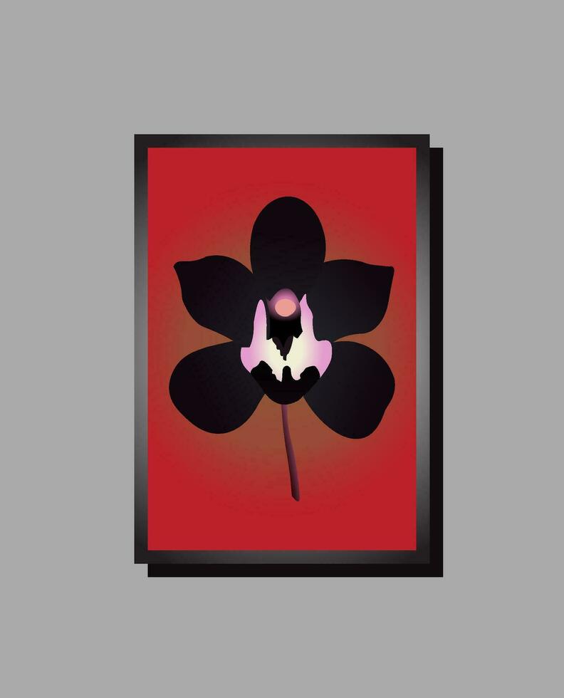 Realistic black orchid frame. vector