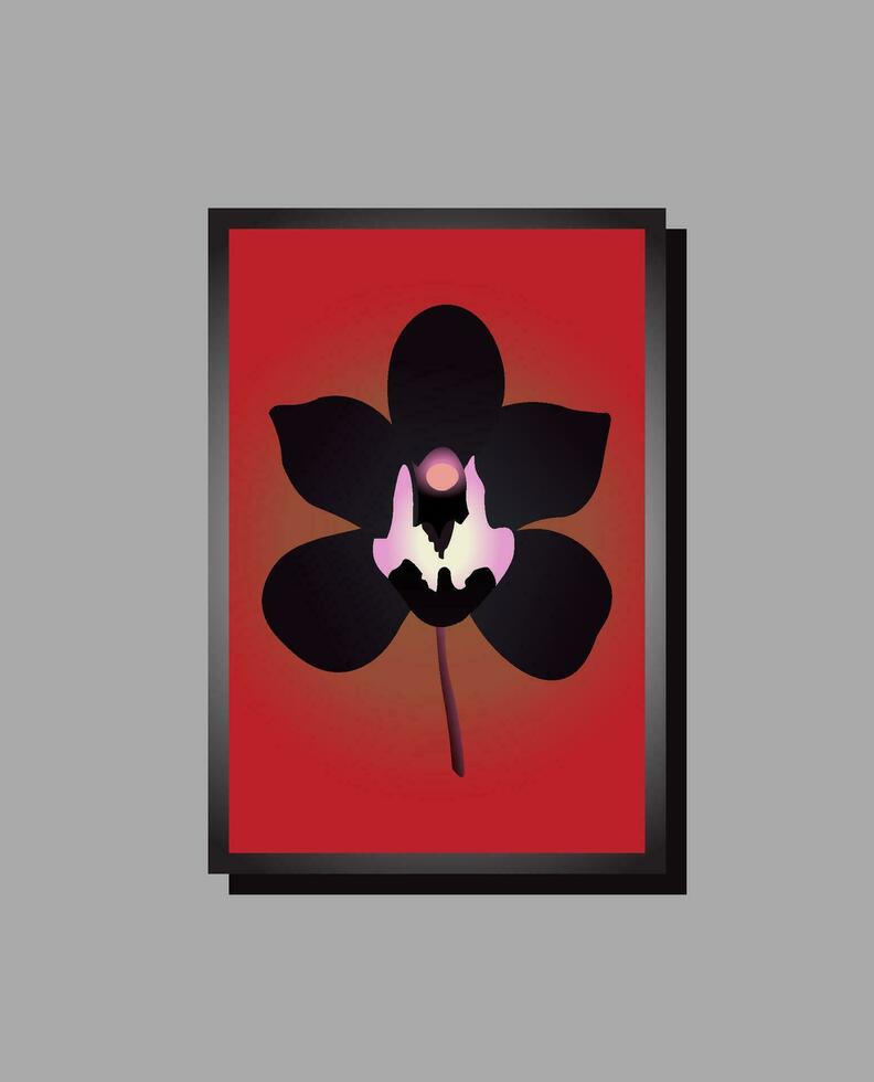 realista negro orquídea marco. vector