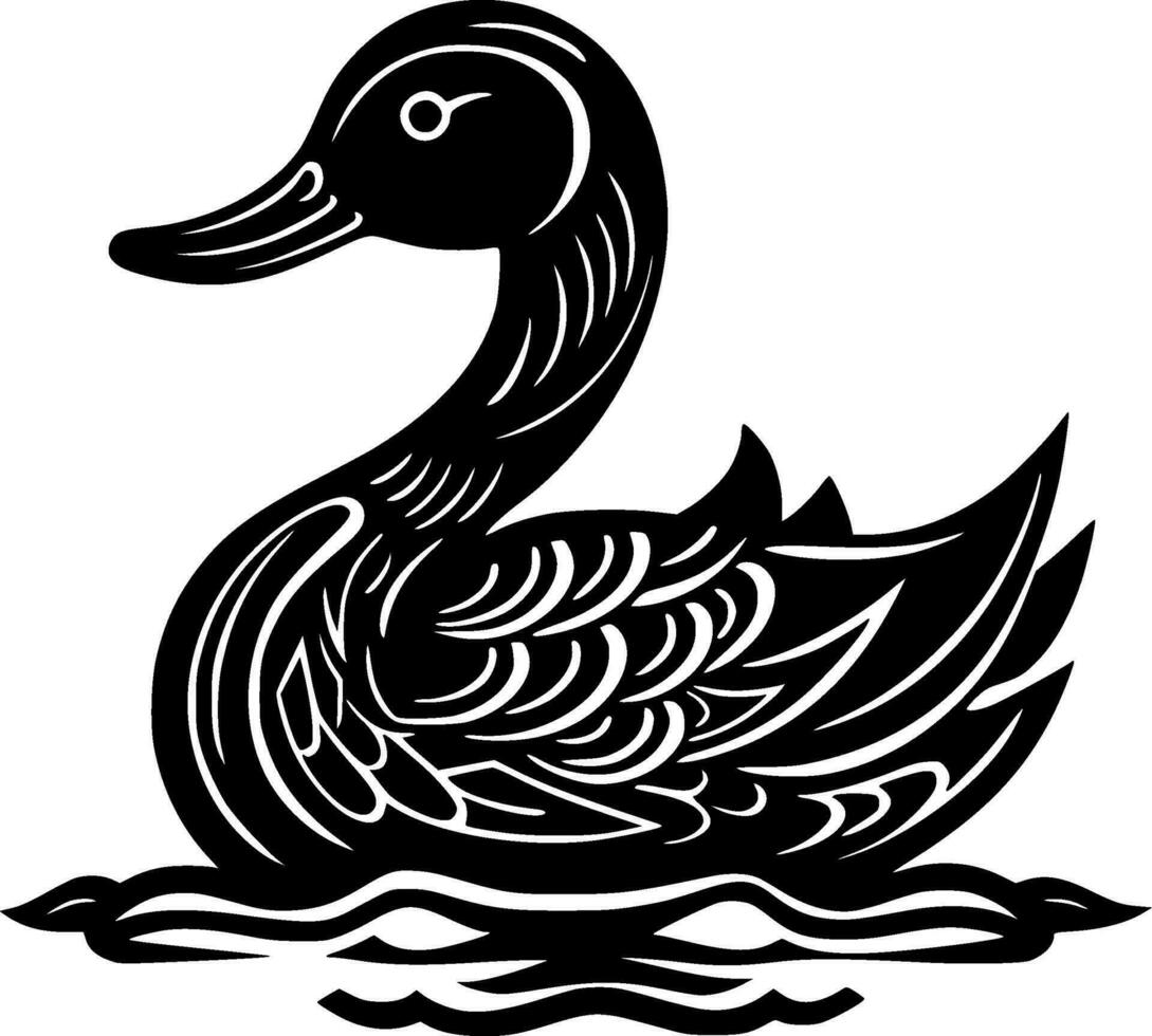 Duck, Black and White Vector illustration