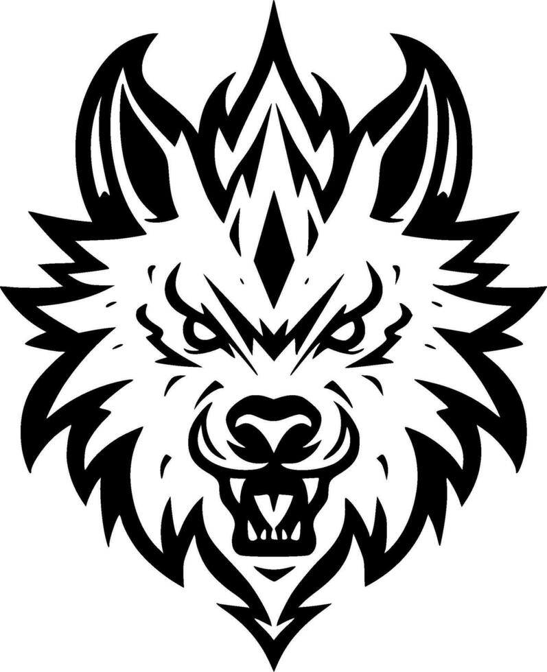 Wolf, Black and White Vector illustration