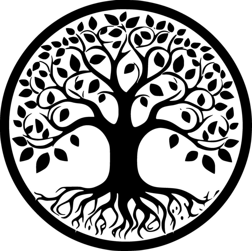 Tree, Black and White Vector illustration