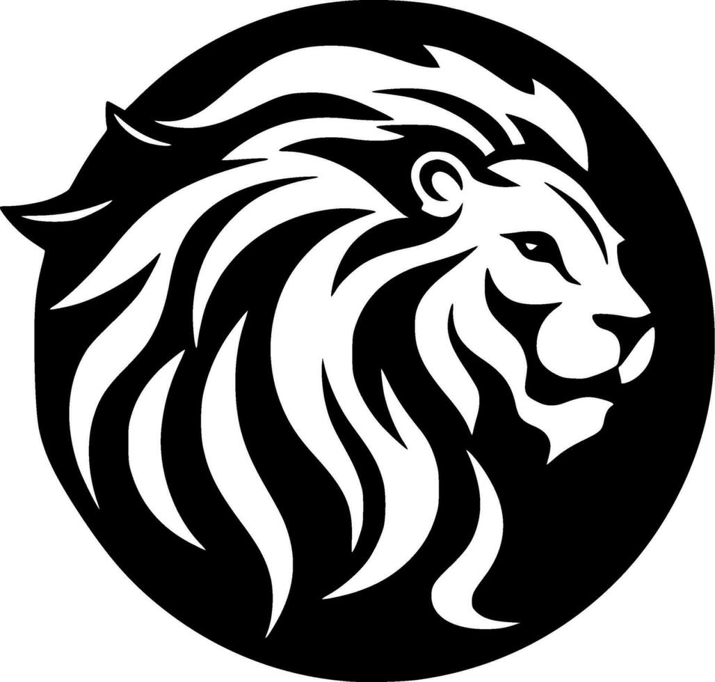 Lion - Black and White Isolated Icon - Vector illustration