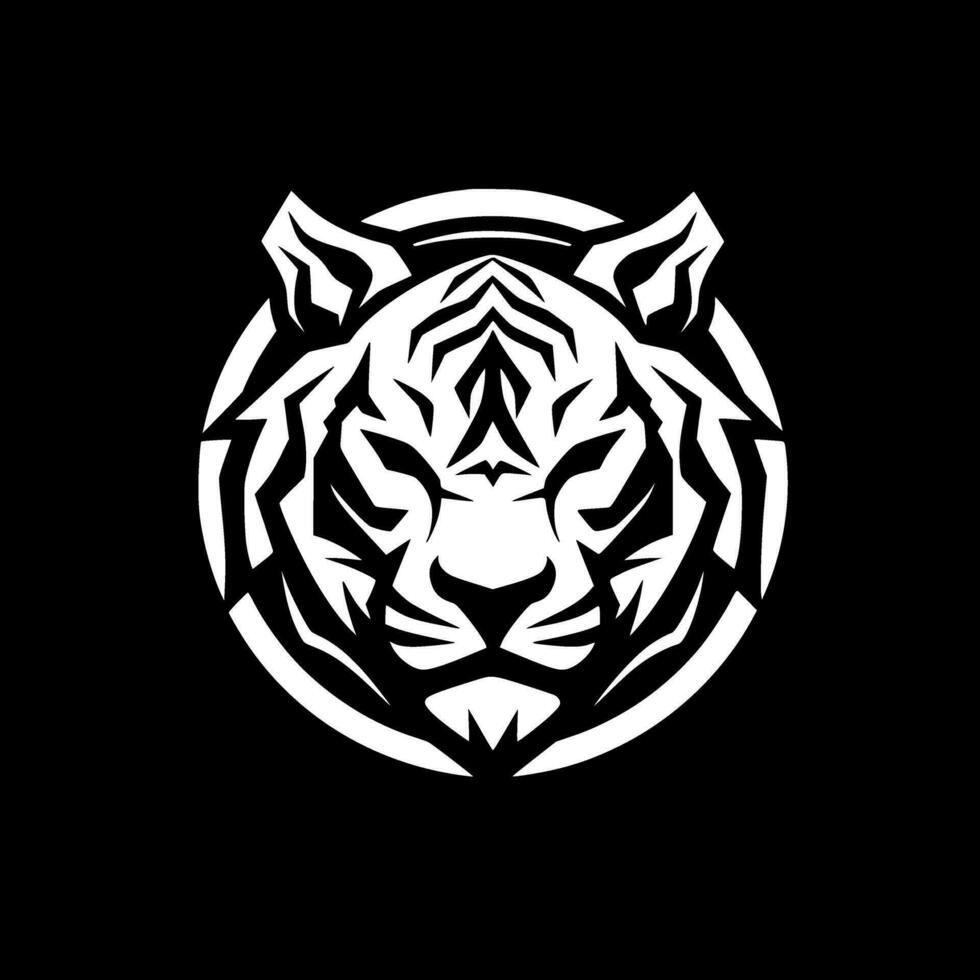 Tiger - Black and White Isolated Icon - Vector illustration